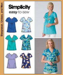 3645 Simplicity MS EZ SS EMPIRE TIE SCRUB TOP MATERNITY OR NOT PATTERN 6-14; 14-22 Uncut choice